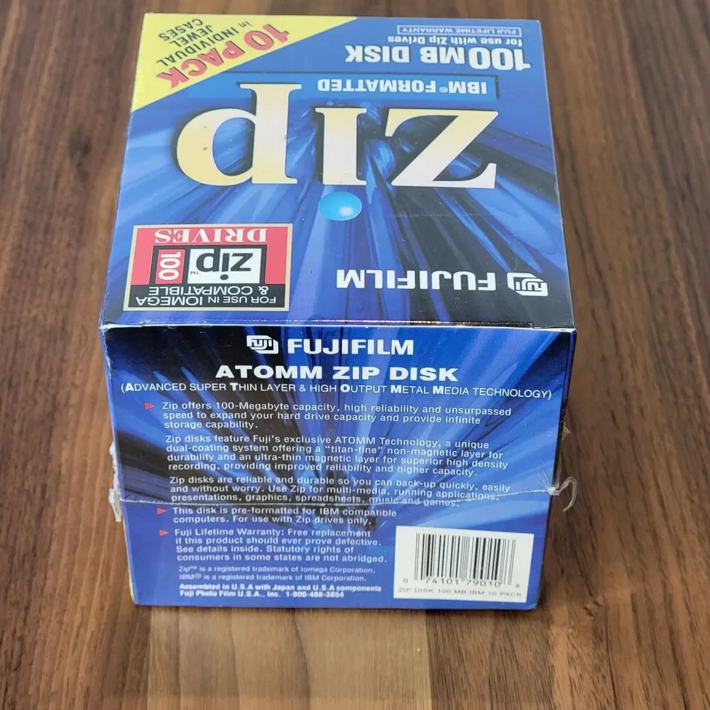 FujiFilm 100MB Atomm Zip Disk 10-Pack Individual Cases IBM Formatted New Sealed